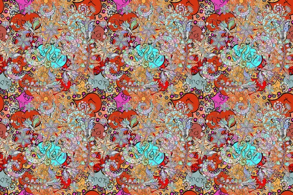 Orange Beige Neutral Colors Watercolor Style Seamless Spring Pattern Little — Stock Photo, Image