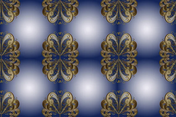 Adorno Sin Costuras Damasco Patrón Oriental Clásico Sobre Colores Azules — Foto de Stock
