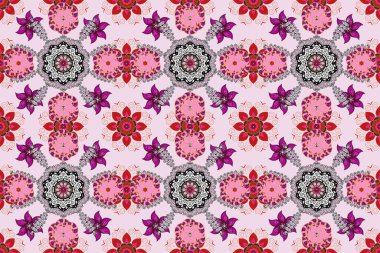 Hediye ambalaj kağıdı, tebrik kartları, posterler ve pankart tasarımı. Raster düz çiçekleri pürüzsüz desen. Tarafsız, turuncu ve beyaz renkte çiçekler.