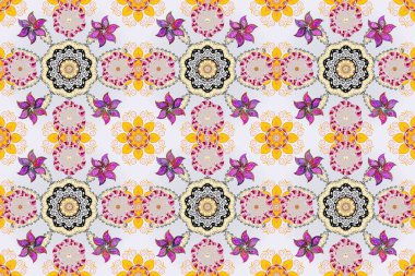 Bahar mevsimi. Nazik romantik baskı. Tarafsız, gri ve beyaz renklerde çiçekler. Raster dikişsiz şirin çiçek deseni. Tatil havası..