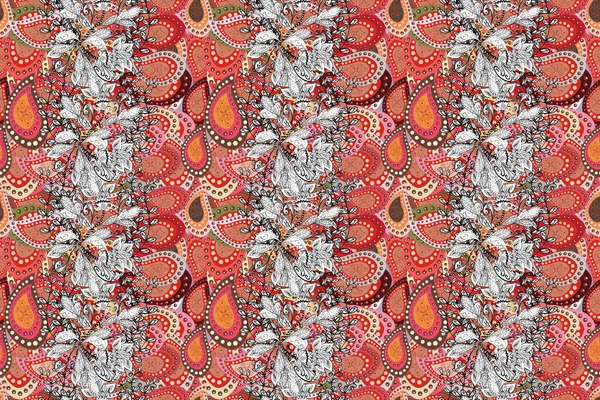 Varrat Nélküli Virág Minta Raszter Illusztráció Ázsiai Textilstílusban Raszter Illusztráció — Stock Fotó