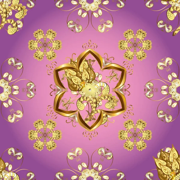 紫とピンクと金色のパターン 繰り返し要素を持つシームレスな抽象的背景 エレガントな古典的なパターン — ストック写真