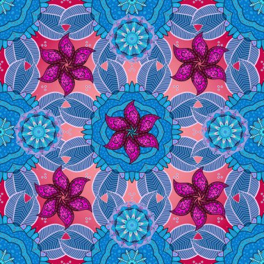 Parlak çiçekli kolaj çiçekleri pembe, nötr ve mavi. Çiçek tasarımı için inanılmaz bir kolaj cenneti tarzı. Çiçekli zambaklar dikişsiz arkaplan.