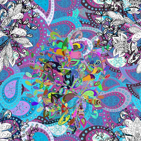 Цветы Белом Фиолетовом Синем Цветах Акварельном Стиле Бесшовный Рисунок Акварели — стоковое фото