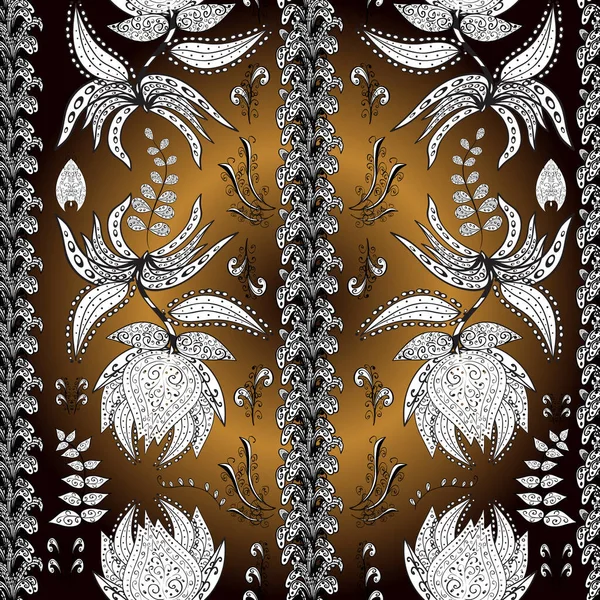 フラットフラワーエレメントのデザイン ベクトル図でトレンディなシームレス花柄 美しい生地のパターン カラーサマーテーマシームレスパターン背景 — ストックベクタ