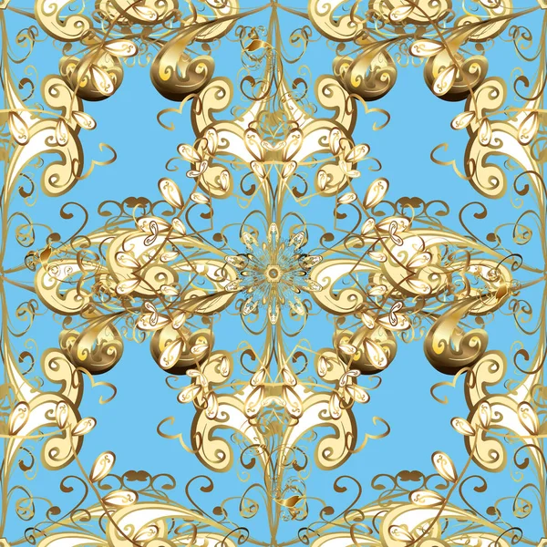 Patrón Clásico Oriental Azul Beige Amarillo Dorado Fondo Abstracto Sin — Foto de Stock