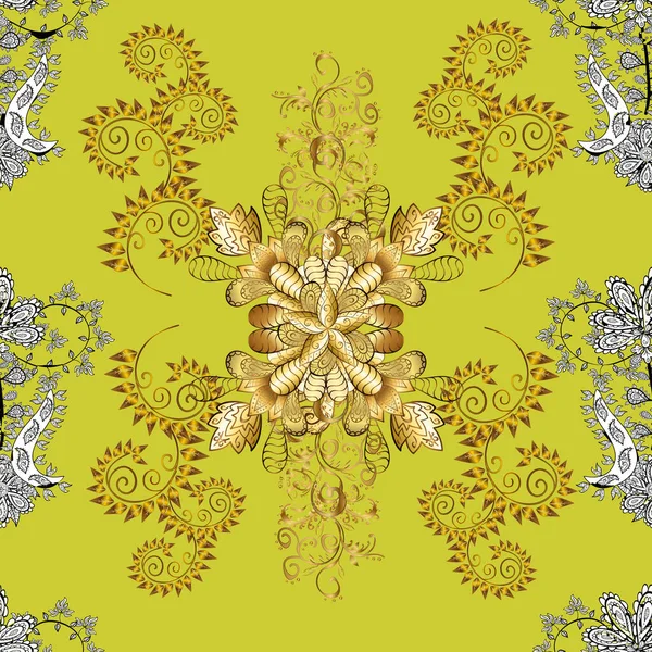 Goldflorales Ornament Barockstil Gold Wallpaper Auf Textur Hintergrund Goldenes Element — Stockvektor