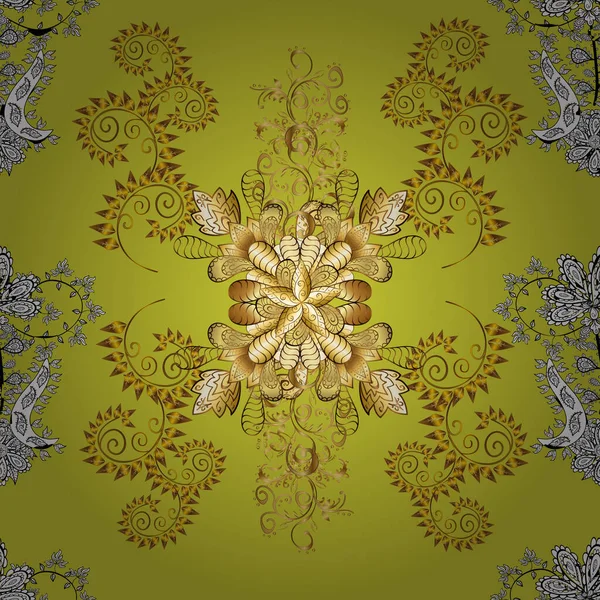 Adorno Floral Dorado Estilo Barroco Antiguo Fondo Pantalla Repetible Oro — Archivo Imágenes Vectoriales