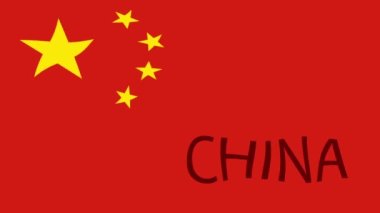 Renkli bayraklı hareketli arka plan görüntüleri. Çin bayrağı.. 