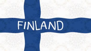 Renkli bayraklı hareketli arka plan görüntüleri. Finlandiya bayrağı.