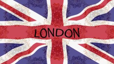 Renkli bayraklı hareketli arka plan görüntüleri. Büyük Britanya bayrağı. Birleşik Krallık.