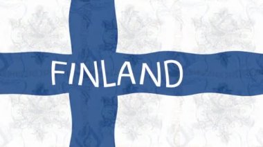 Renkli bayraklı hareketli arka plan görüntüleri. Finlandiya bayrağı.