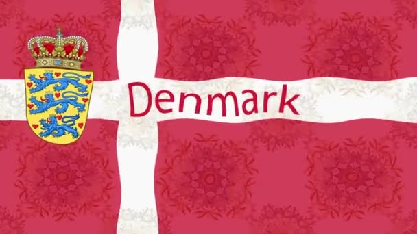 带有彩旗的运动画面背景 丹麦的国旗 — 图库视频影像