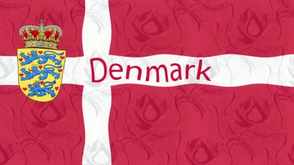 Sfondo Filmato Movimento Con Bandiera Colorata Mappa Denmark — Video Stock