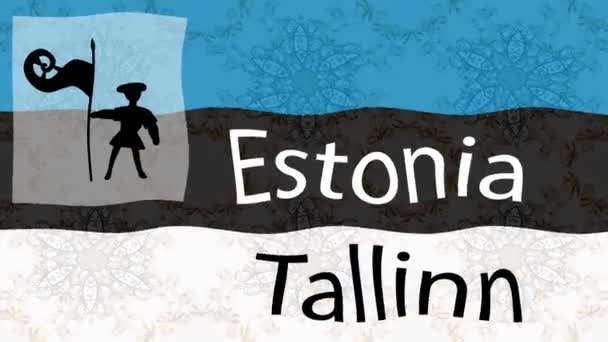Elokuvan Tausta Värikkäällä Lipulla Viron Lippu — kuvapankkivideo
