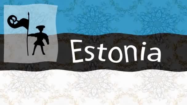 Bewegingsbeelden Achtergrond Met Kleurrijke Vlag Vlag Van Estland — Stockvideo