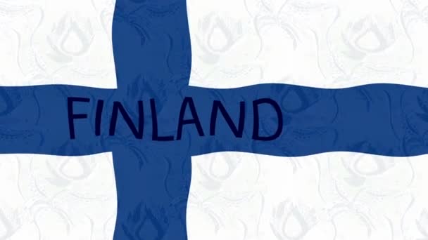 Bewegingsbeelden Achtergrond Met Kleurrijke Vlag Vlag Van Finland — Stockvideo