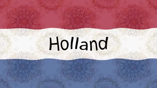 Κινηματογραφικό Φόντο Πολύχρωμη Σημαία Σημαία Της Ολλανδίας Κάτω Χώρες — Αρχείο Βίντεο