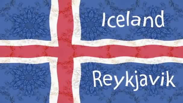 带有彩旗的运动画面背景 冰岛的国旗 — 图库视频影像