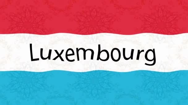 Bewegingsbeelden Achtergrond Met Kleurrijke Vlag Vlag Van Luxemburg — Stockvideo