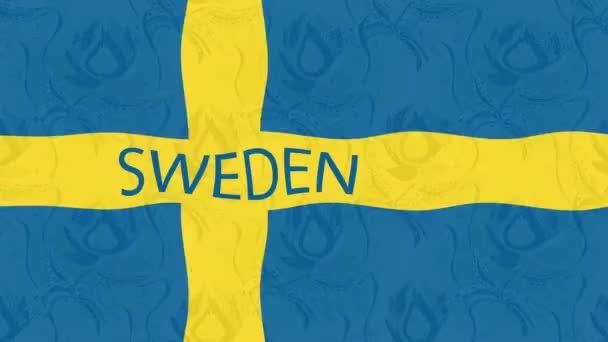 Bewegingsbeelden Achtergrond Met Kleurrijke Vlag Vlag Van Zweden — Stockvideo