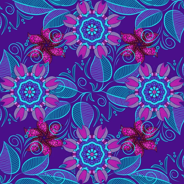 Colores Violeta Púrpura Azul Patrón Sin Costuras Estilo Vintage Con —  Fotos de Stock