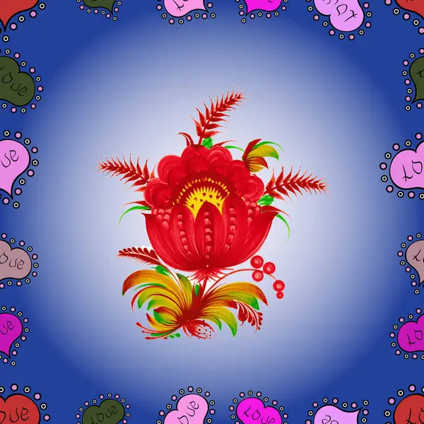 Aranyos Virágminta Kis Virágban Virágok Semleges Piros Kék Színeken — Stock Fotó