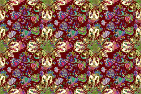 stock image The elegant the template for fashion prints. Spring floral background with red, green and beige flowers. Motley illustration. Cute pattern in small flower. Small colorful flowers.