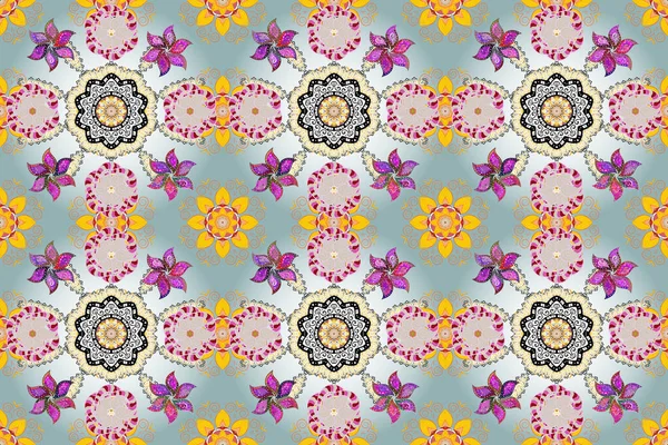 stock image Colour Spring Theme seamless pattern Background. Flat Flower Elements Design. Seamless background with flowers. Children style.