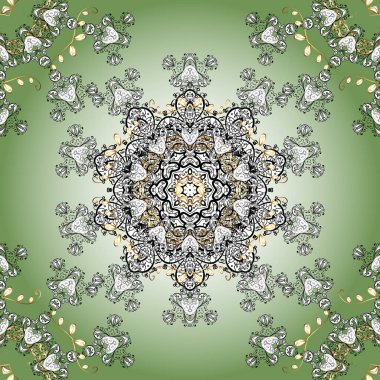Vektör çizimi. Çiçeklerle suluboya desenli çiçek deseni. Yeşil, nötr ve beyaz renklerde güzel tekstil..