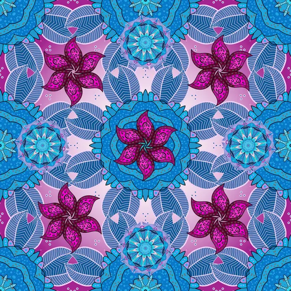 Vector Illustration Flower Seamless Neutral Violet Blue Colors Floral Pattern — Stock Vector
