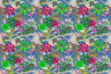 Küçük çiçekteki kusursuz desen. Raster illüstrasyonu. Hoş bir çiçek geçmişi var. Güzel kumaş deseni.