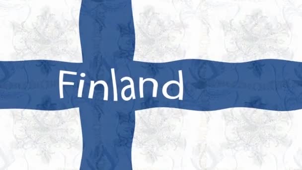 Фрагмент Кольоровим Прапором Прапор Фінляндії — стокове відео