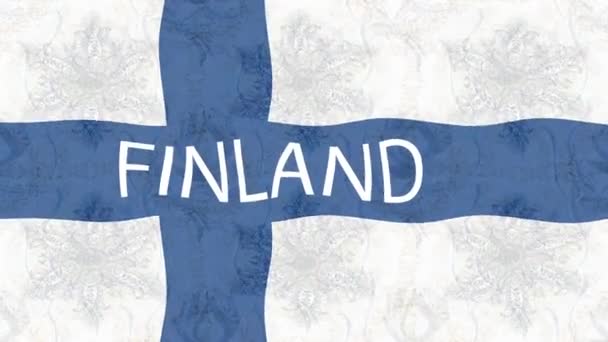 Rörelsematerial Bakgrund Med Färgglada Flagga Finlands Flagga — Stockvideo