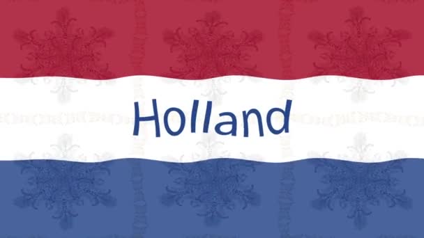 Renkli Bayraklı Hareketli Arka Plan Görüntüleri Hollanda Bayrağı Hollanda — Stok video