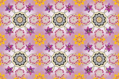 Etnik Mandala süsü. Raster Henna dövme stili. Tekstil, tebrik kartı, boyama kitabı, telefon kılıfı baskısı için kullanılabilir. Hint çiçekli desenli şal desenli..