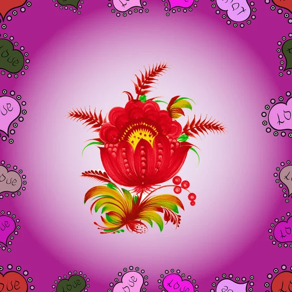 Απρόσκοπτη Μοτίβο Floral Στολίδι Λουλούδια Ουδέτερα Ροζ Και Μοβ Χρώματα — Φωτογραφία Αρχείου