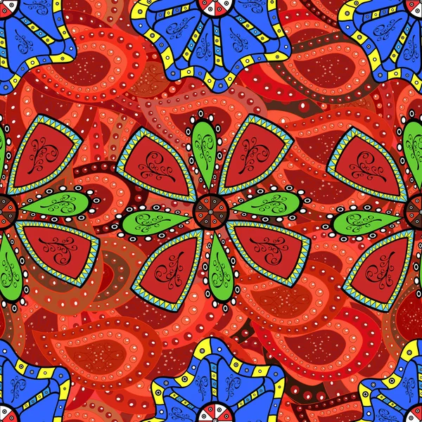 赤の花 花のシームレスなパターンの背景 Tシャツのための花絵 Print — ストック写真