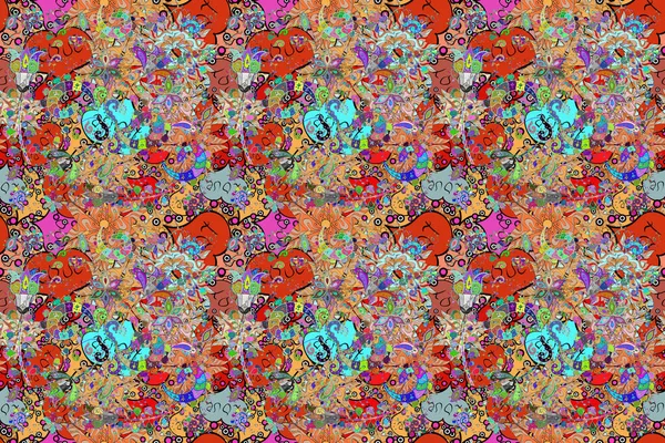 패턴의 배경이다 래스터 삽화에 나오는 꽃무늬 오렌지 베이지 꽃들이 — 스톡 사진