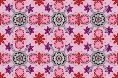 Suluboya, elle çizilmiş. Kusursuz bir arka plan modeli. Beyaz, nötr ve turuncu renkli yapraklı yabani çiçekler.