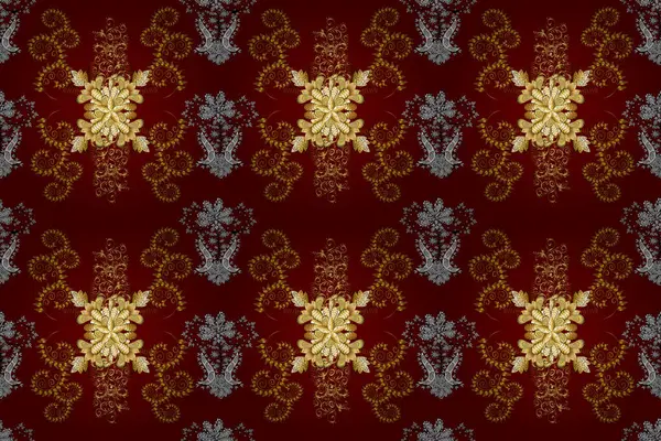 Naadloze Oosterse Ornament Stijl Van Barok Gouden Elementen Rode Gele — Stockfoto