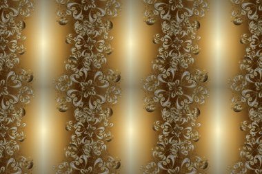 Barok tarzında kusursuz bir doğulu süsü. Geleneksel klasik raster altın pürüzsüz desen. Kahverengi, bej ve sarı renklerde altın elementler.