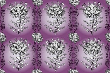 Çiçek ve yapraklı çiçek deseni. Raster illüstrasyonu. Küçük çiçekli şirin desen.