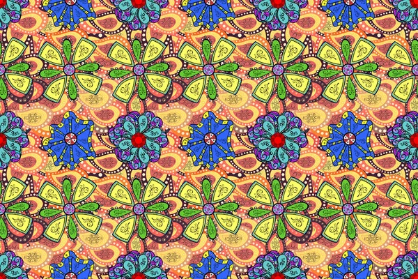 Zentangle Abstrakte Blumen Raster Illustration Farbe Frühling Theme Nahtlose Muster — Stockfoto