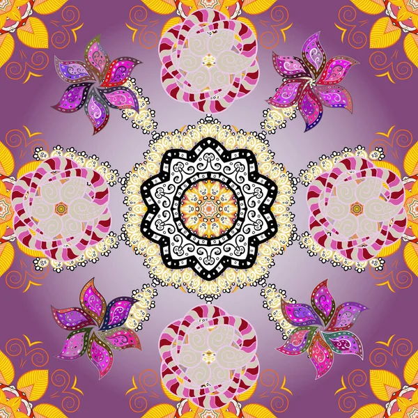 Flores Colores Blanco Neutro Púrpura Diseño Elementos Flor Plana Color — Vector de stock