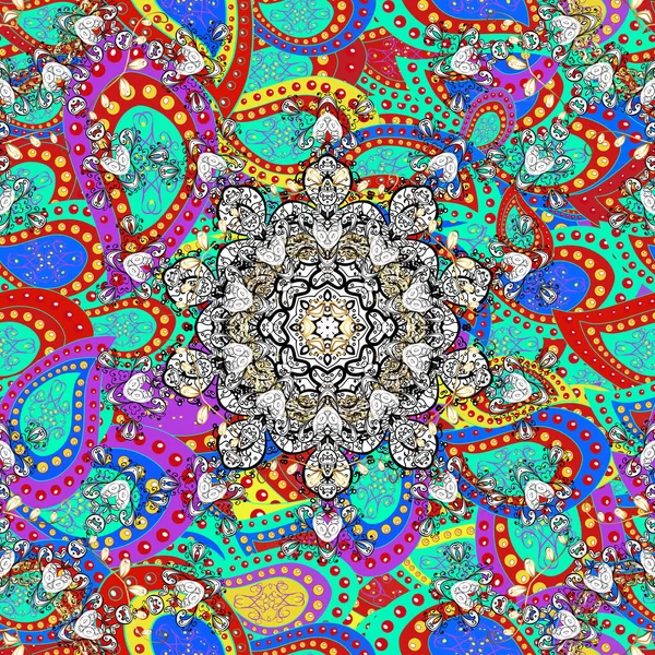 Colored Mandala Pattern Arabic Background Vector East Islam Indian Motif — Stock Vector