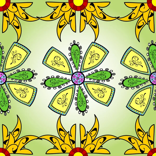 Von Hellen Elementen Handgezeichnete Vektorillustration Nahtloses Blumenmuster Kann Für Tapeten — Stockvektor