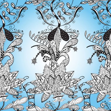 Vektör çizimi. Kusursuz çiçek deseni duvar kâğıdı olarak kullanılabilir. Tarafsız, mavi ve beyaz renkte çiçekler.