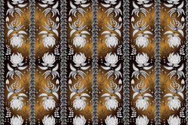 Güzel kumaş deseni. Raster Illustrasyon 'da moda olmayan çiçek deseni. Renkli Yaz Temalı Kusursuz Arkaplan. Düz Çiçek Elementleri Tasarımı.