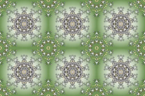 Rastrowa Ilustracja Ładnym Stylu Tekstylnym Zielone Neutralne Białe Kolory Kwiaty — Zdjęcie stockowe